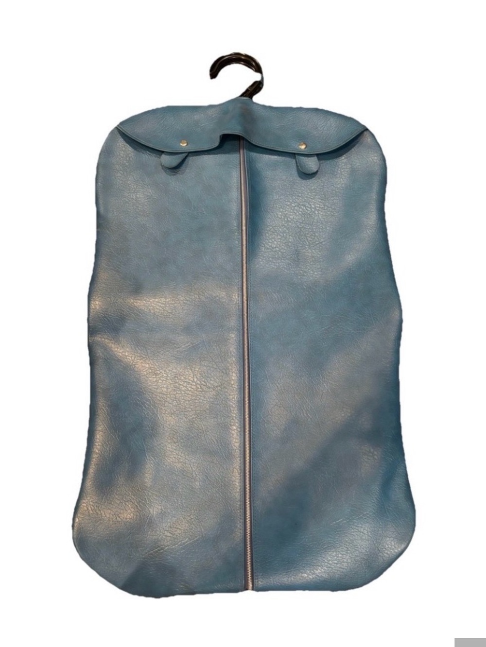 Vintage Vinyl Faux Leather Folding Garment Bag BLUE